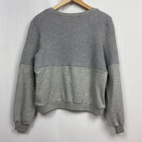Endless Rose Cropped Sweater Size M Heathered Gray Mixed Material Knit - Picture 7 of 11